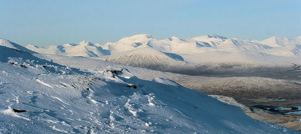 Ben Nevis under snow from Achallader